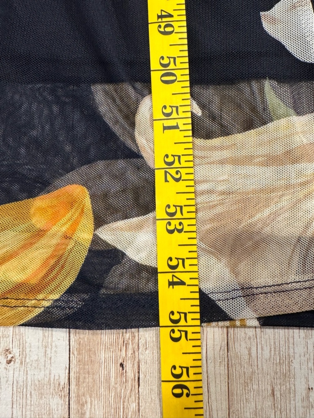 Black Floral Faux Wrap Maxi Dress with Yellow Bloom Accents - Picture 7 of 9